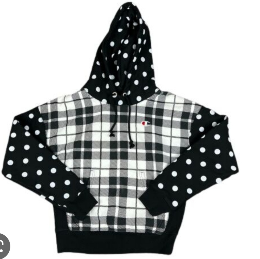 Champion X Urban Outfitters Reverse Weave Hoodie Black/White Polka Dot/ Plaid
